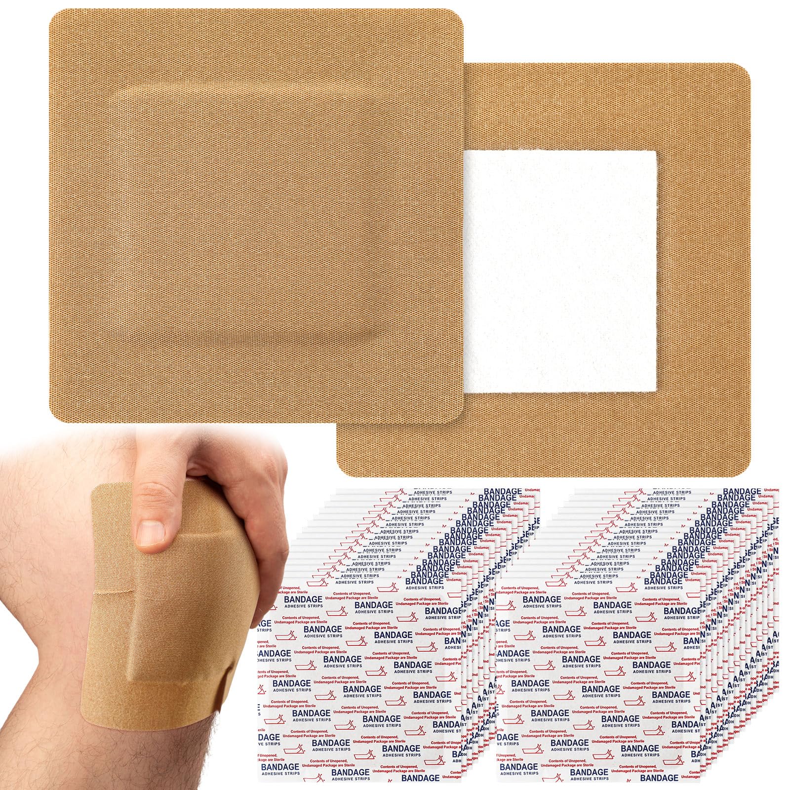 Geiserailie 40 Pcs Extra Large Adhesive Bandage 4 x 4 in Flexible for Wound