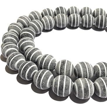 ABCGEMS Recycled Matte-Black Carabao Horn Beads from Philippine Only One Bead Can Be Carved from The Tip of a Giant Buffalo Horn Organic Spiral-Matrix Diagonally-Drilled Round 12mm Non-Shiny