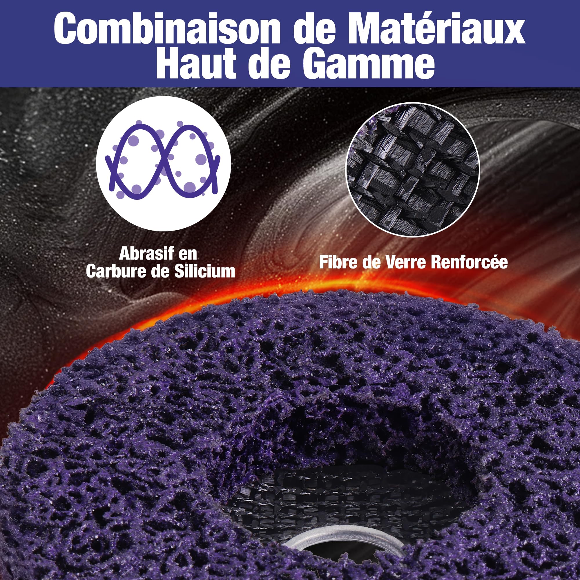 WORKPRO 6 Disques de Nettoyage 125mm, Disques de Décapage Abrasifs pour Meuleuse d'Angle, Idéal pour Éliminer la Peinture, la Rouille, les Soudures et les Couches de Protection sur Métal, Pierre, Bois