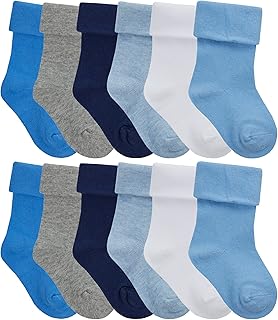Sock Snob Baby,Clothing,Baby Girls 0-24m,Socks & Tights,Socks 12 Pair Multipack Babies Soft Cotton Socks | Sock Snob | Plain Cute Turnover Tops Socks
