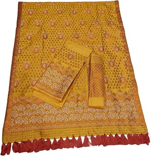 AB ASSAMESE ETHNIC Women's Soft Silk Material pure handloom Mekhela Chador Saree full stich set (muga brown) (Pink) Price In India