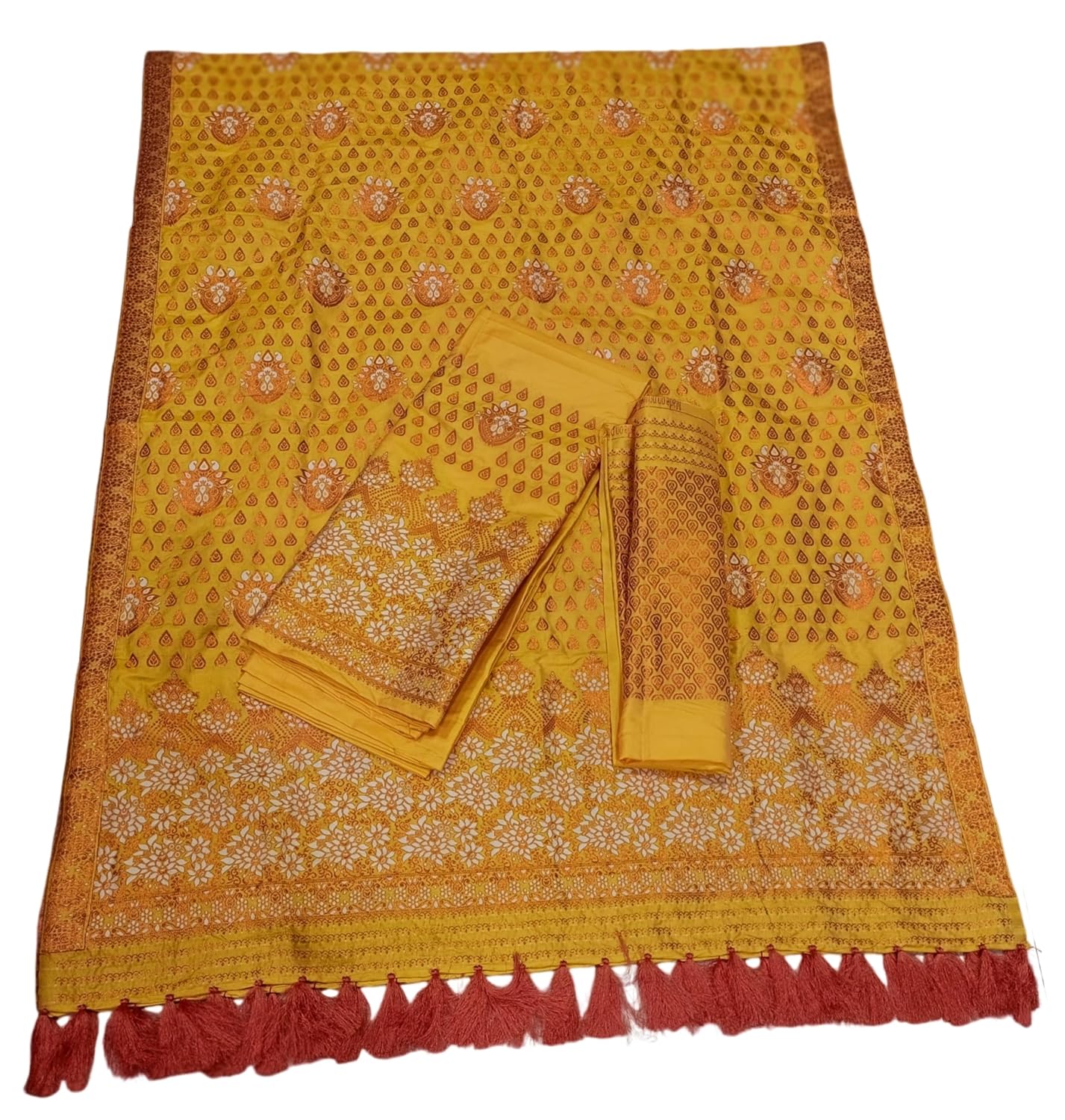 AB ASSAMESE ETHNIC Women's Soft Silk Material pure handloom Mekhela Chador Saree full stich set (muga brown) (Pink) - Review, Price and Buying Guide
