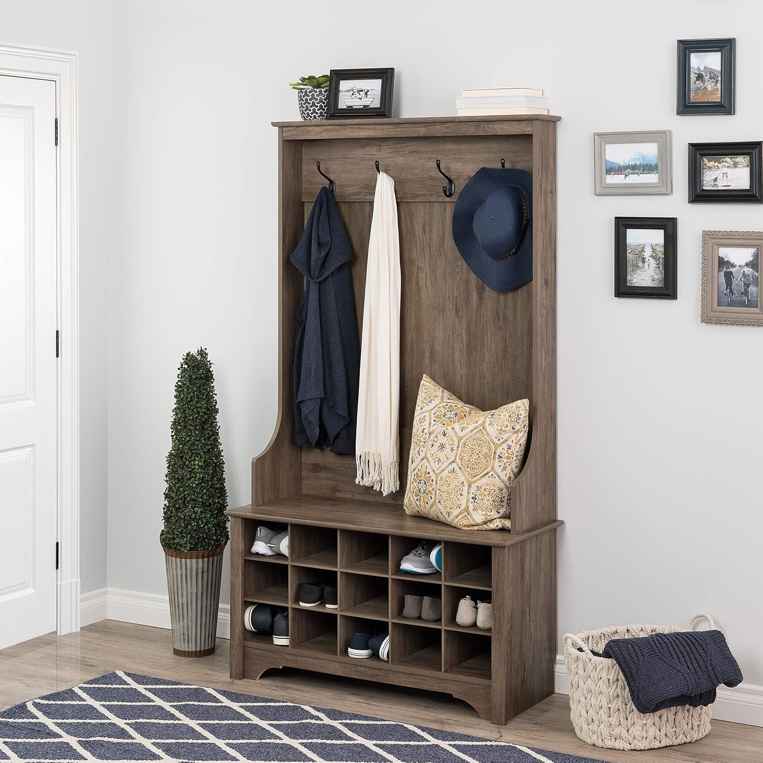 Prepac Wide Hall Tree with Shoe Storage, Drifted Gray Amazon.ca Home