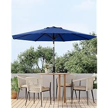 7.5ft Outdoor Steel Polyester Market Patio Umbrella w/Crank, Easy Push Button, Tilt, Table Compatible Patio Market Outdoor Table Umbrella Large Sun Umbrella