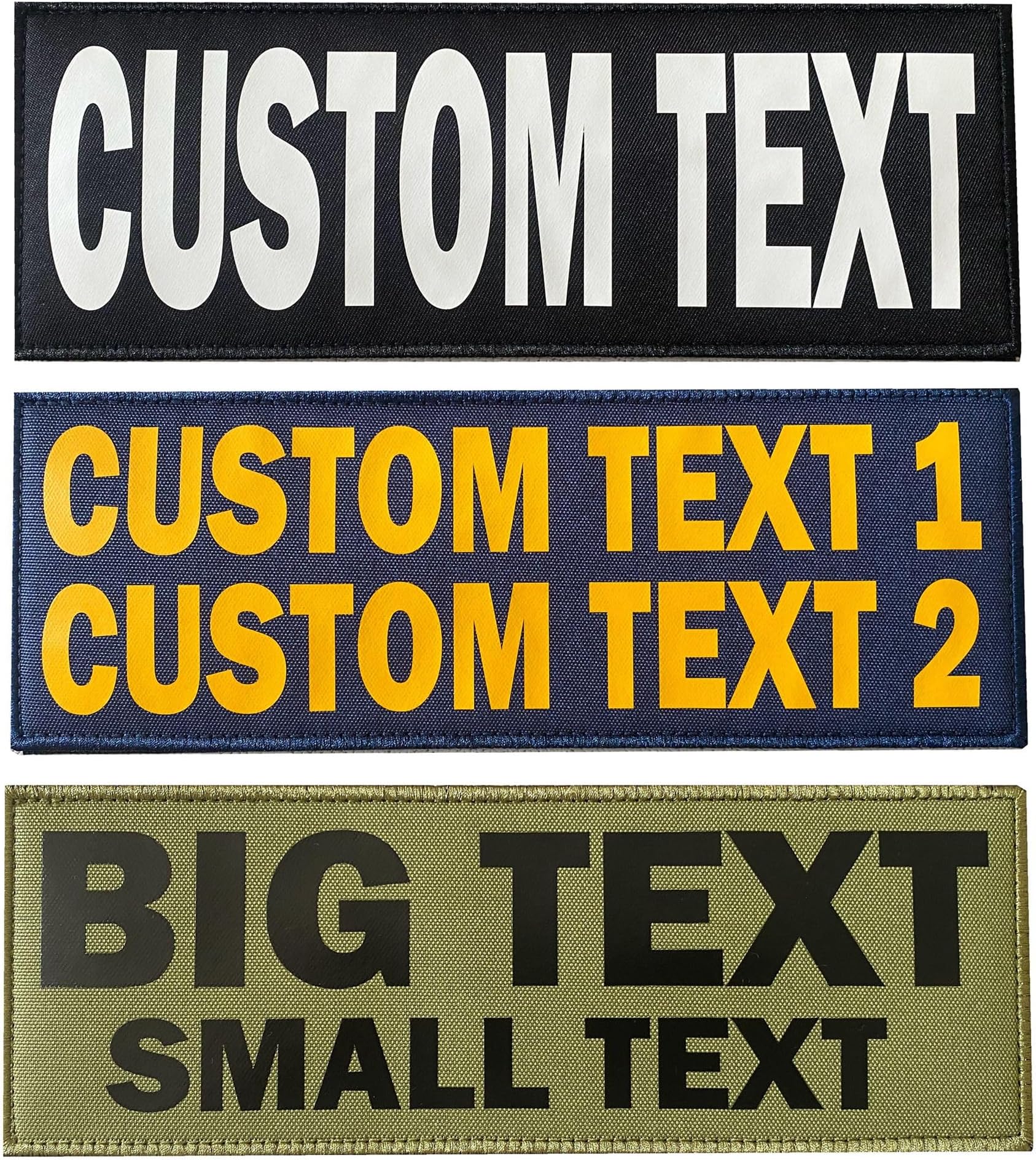 Custom Text Patch, Customizable Text Personalized Large Patch with Hook Loop Fastener