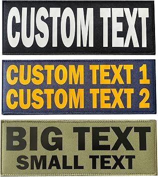 Custom Text Patch, Customizable Text Personalized Large Patch with Hook Loop Fastener