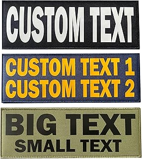 Custom Text Patch, Customizable Text Personalized Large Patch with Hook Loop Fastener