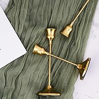 Vista 5 de 3 portavelas cónico, candelabros dorados para centro de mesa, recepción de boda, decoración festiva de Navidad, Halloween