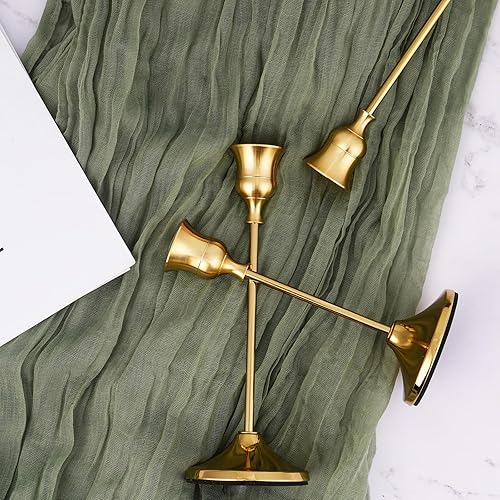 Miniatura 5 de 3 portavelas cónico, candelabros dorados para centro de mesa, recepción de boda, decoración festiva de Navidad, Halloween