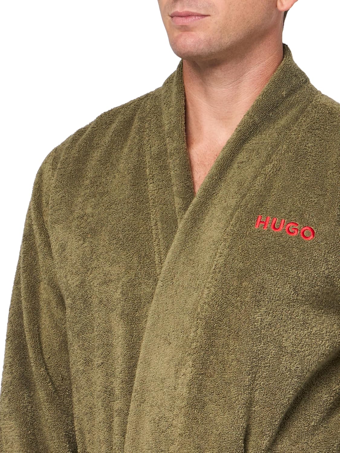 HUGO Men's Long Terry Robe With Embroidered Logo