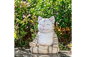 Meditating Buddha Cat Figurine for Gardens, Yoga Lovers, and Jared Leto Met Gala Fans