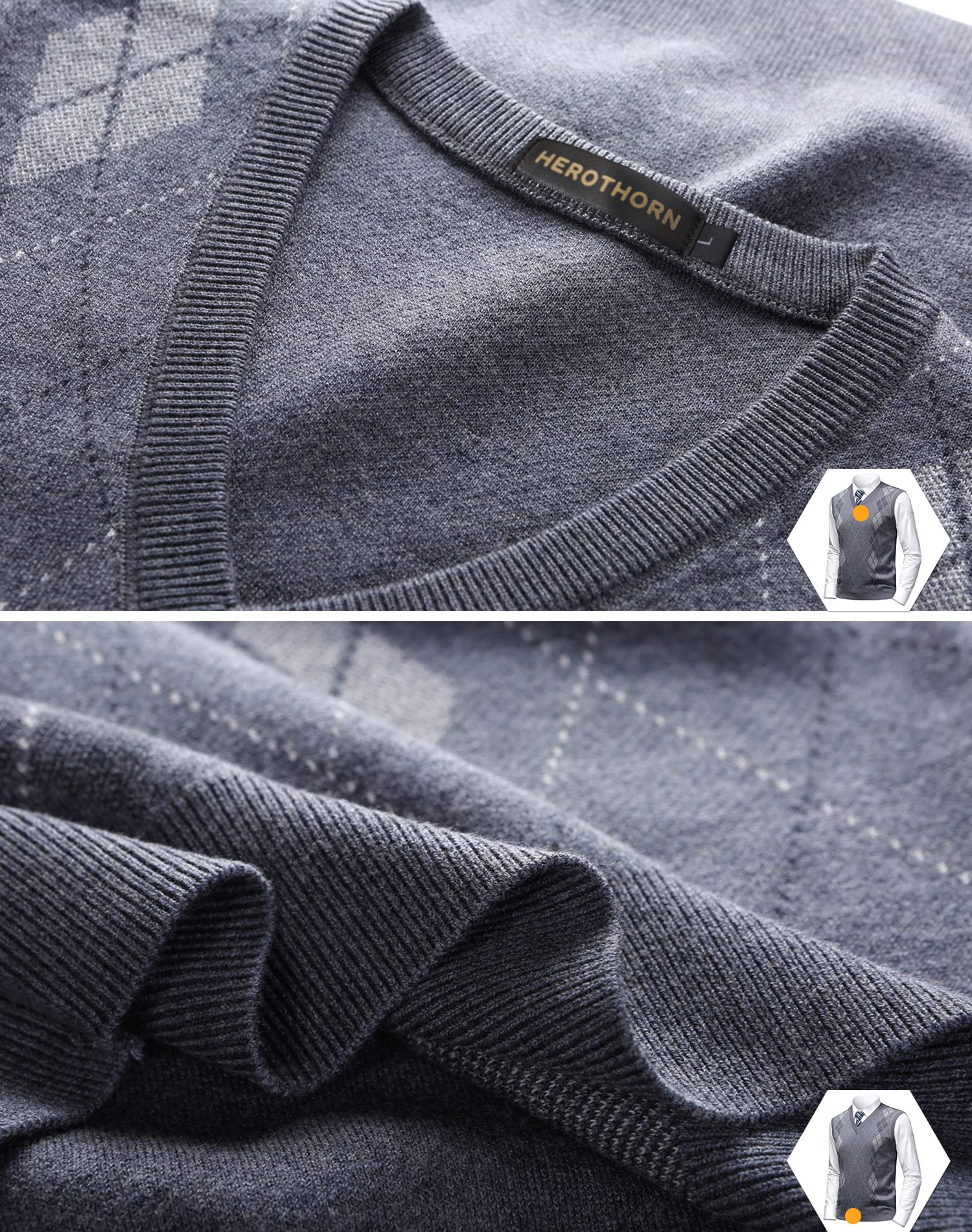 Gilet in Maglia da Uomo Argyle Classica con Scollo a V Maglieria Senza Maniche Pullover Maglione Smanicato Canotte Maglioncino Autunno Inverno