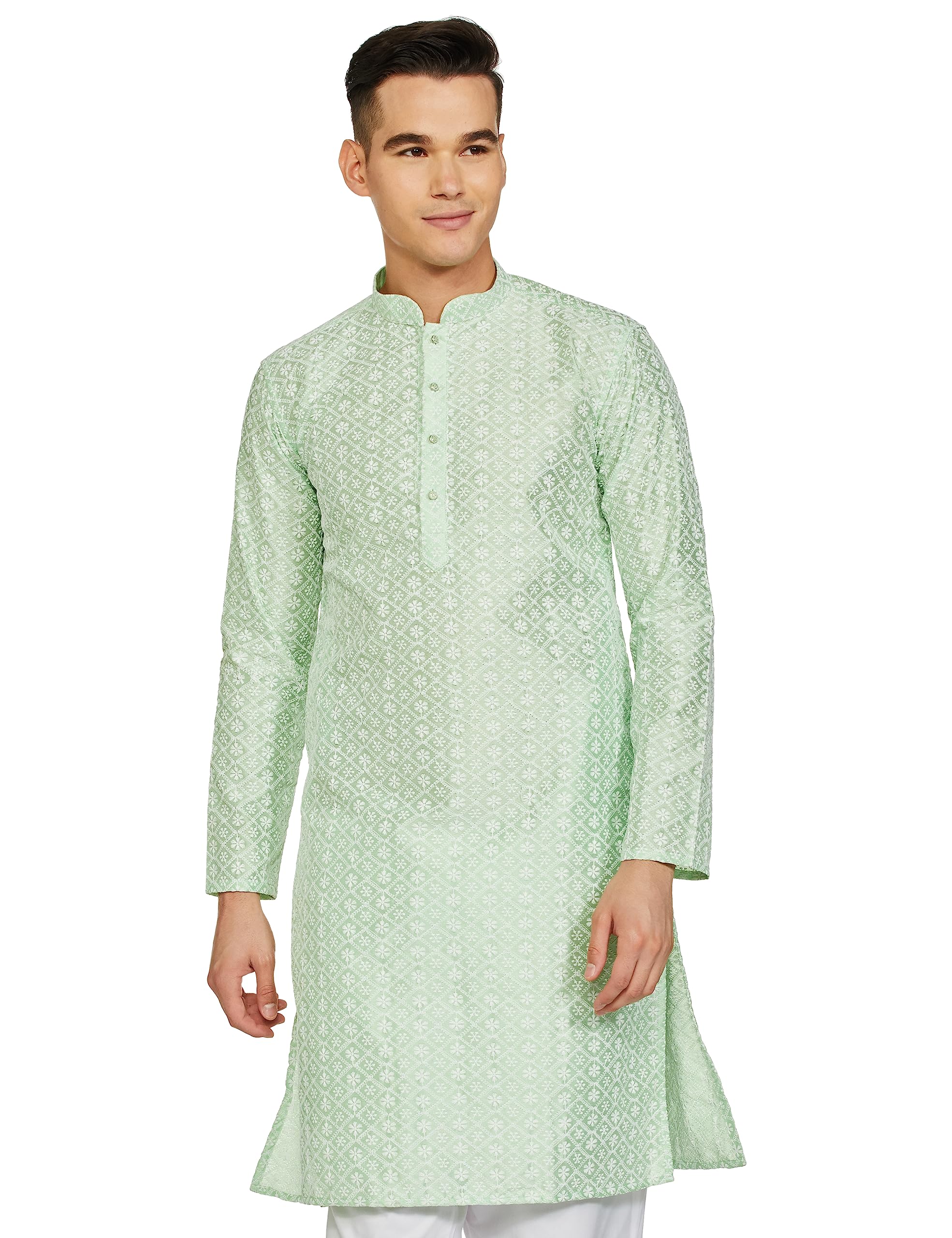 Be Active Regular Men's Pure Cotton Lucknowi Kurta Pyjama Set, Light Green, 2Xl (Rfsk0013-Kr Xx-Large)