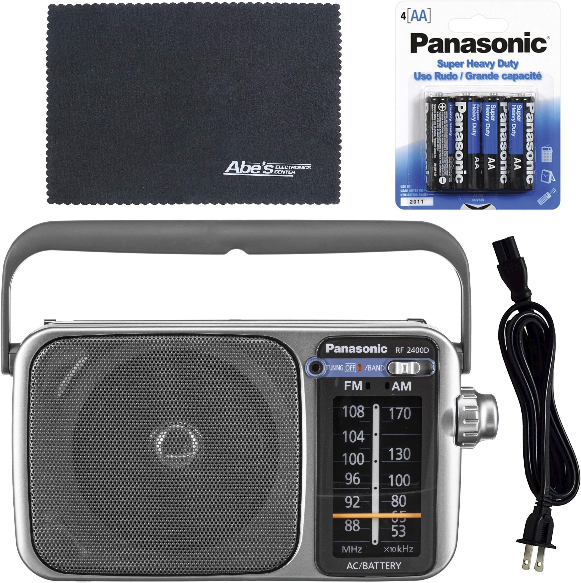 Panasonic RF-2400D / RF-2400 Portable FM/AM Radio with AFC Tuner + 4 X Panasonic AA Batteries + Starter Bundle
