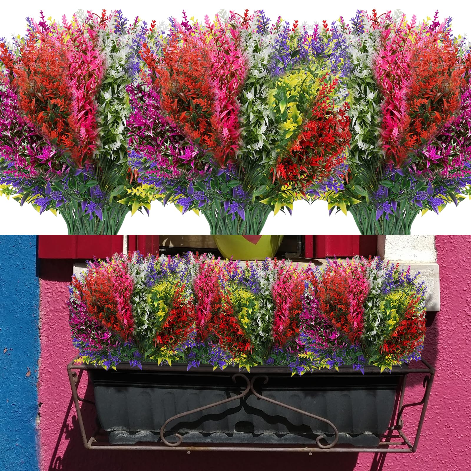 Flores artificiales exterior baratas de plastico para jardineras de balcon