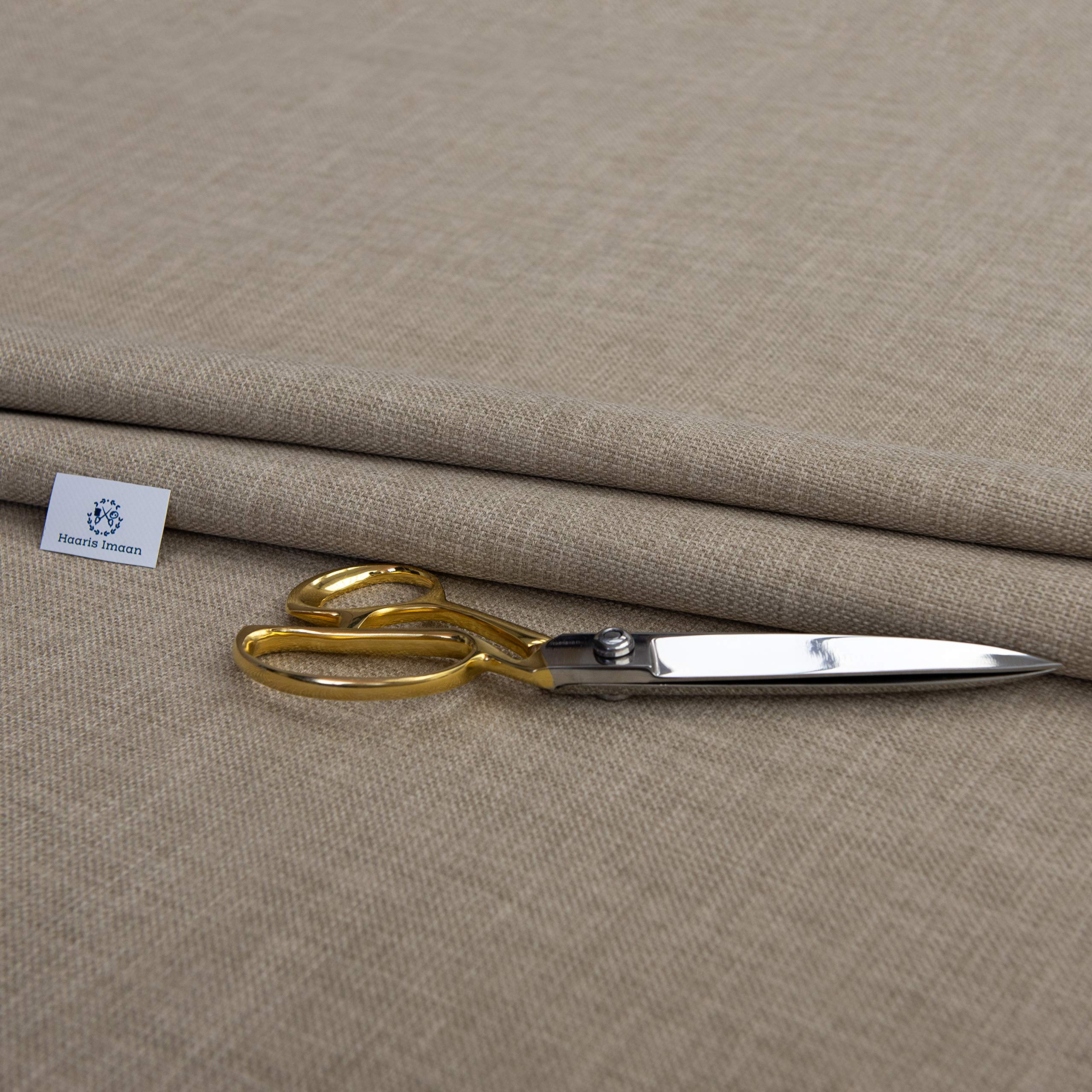 Haaris Imaan Linen-Look Upholstery Fabric | Fire Retardant Linen Fabric by The Metre | Durable, Soft & Breathable Sewing and Upholstery Material (Cream)