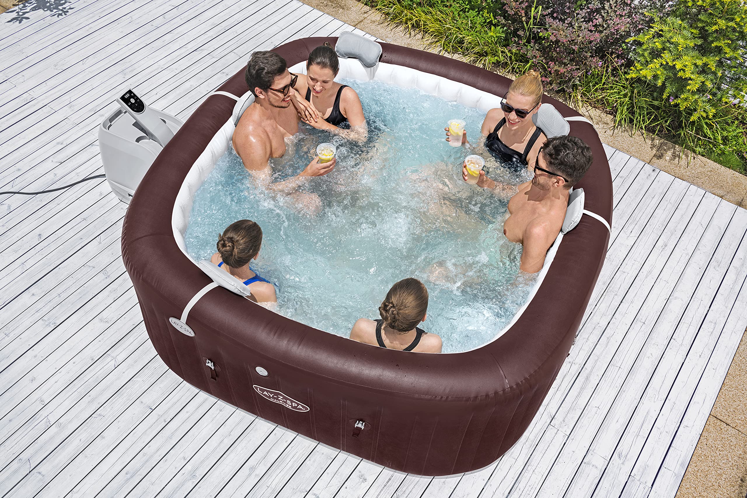 79" x 79" x 31.5"/2.01mx 2.01mx 80cm Maldives MaxHold EnergySense Smart Luxe HydroJet Pro 7 Bourgogne Carré