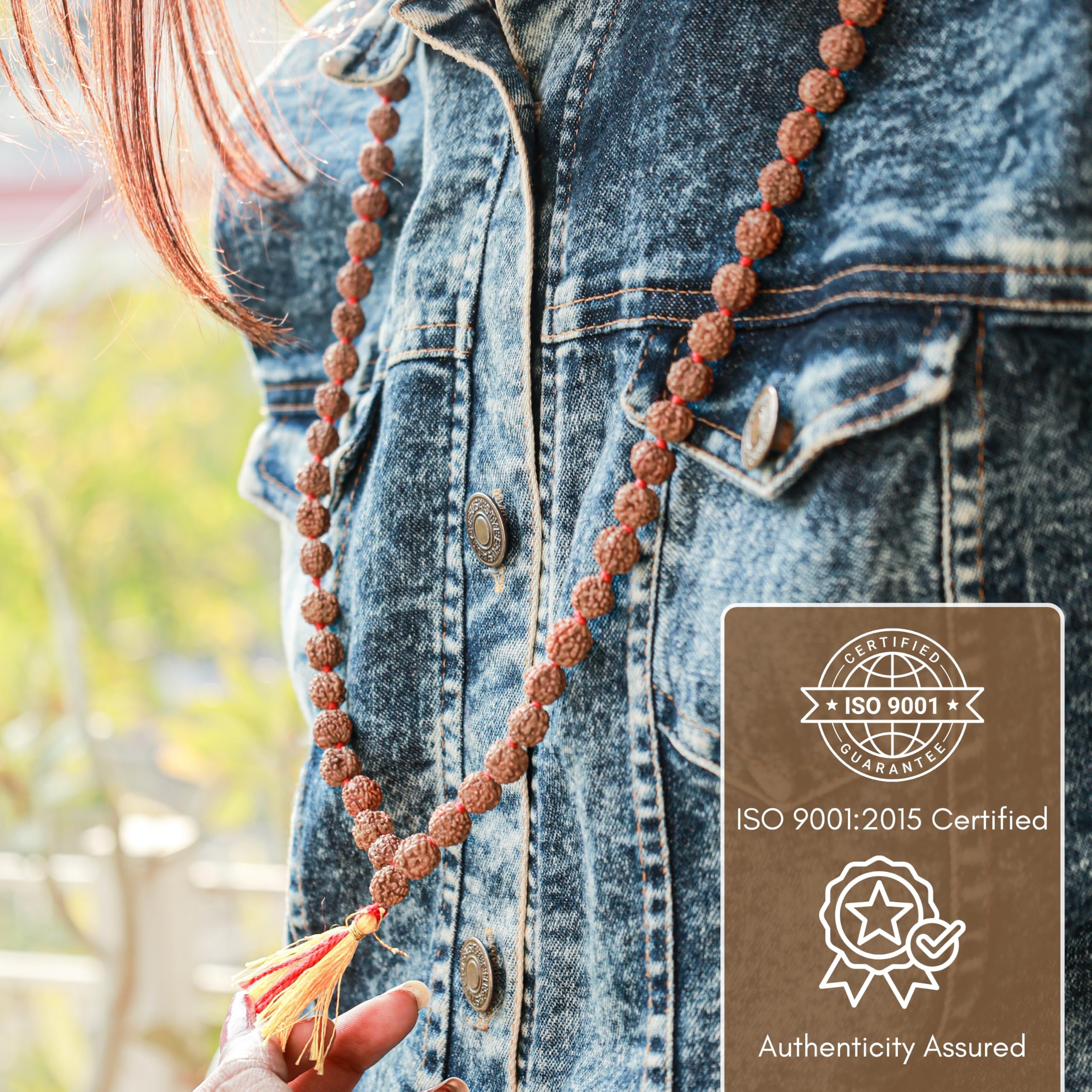 Vado 5 Mukhi Rudraksha Mala 108 Panchmukhi Beads with Certificate 9mm (Brown) 2