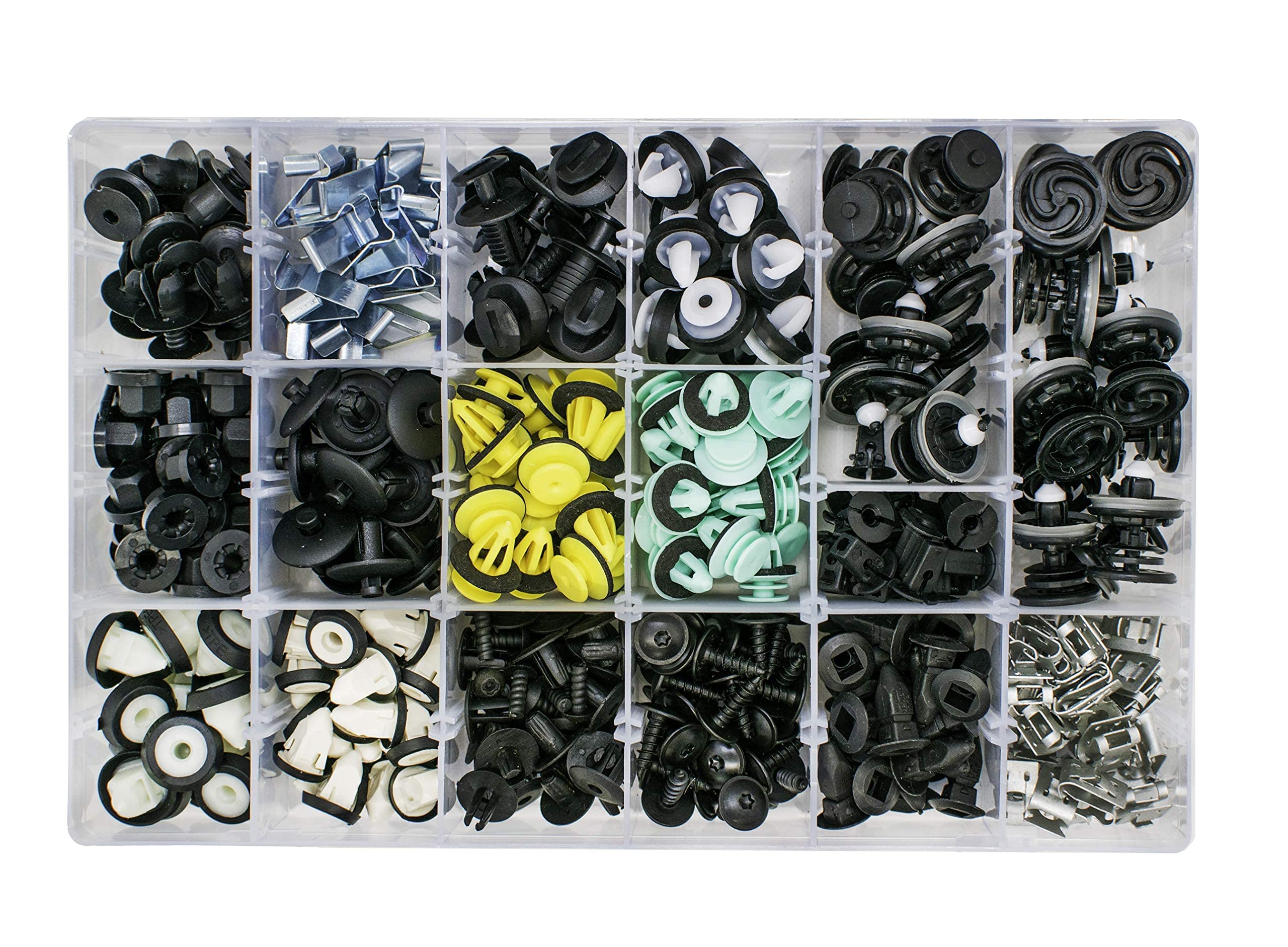 T&M Technics® Komplettes Set Kunststoff-Befestigungsclips für das Auto – Packung mit 339 Nieten, Clips und universellen Befestigungselementen für Fahrzeuge – Karosserie und Autozubehör