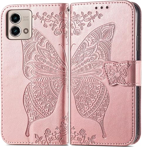 Miniatura 2 de GYHOYA Funda tipo cartera compatible con Moto G Stylus 5G 2023 para mujer, de piel, con función atril magnético y tarjetero, funda protectora para