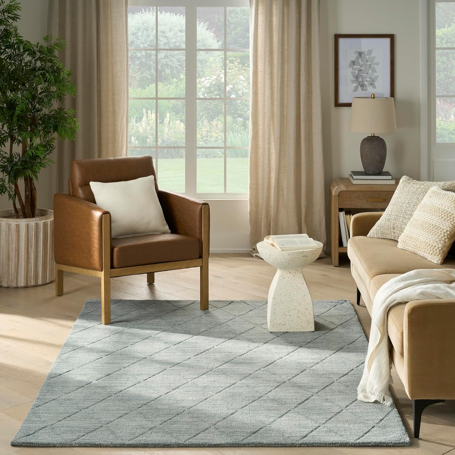 Nourison Home Wool Haven Blue 5'3" x 7'3" Area Rug - Easy Clean, Non Shedding, Bed Room, Living Room, Dining Room, Kitchen (5' x 7')