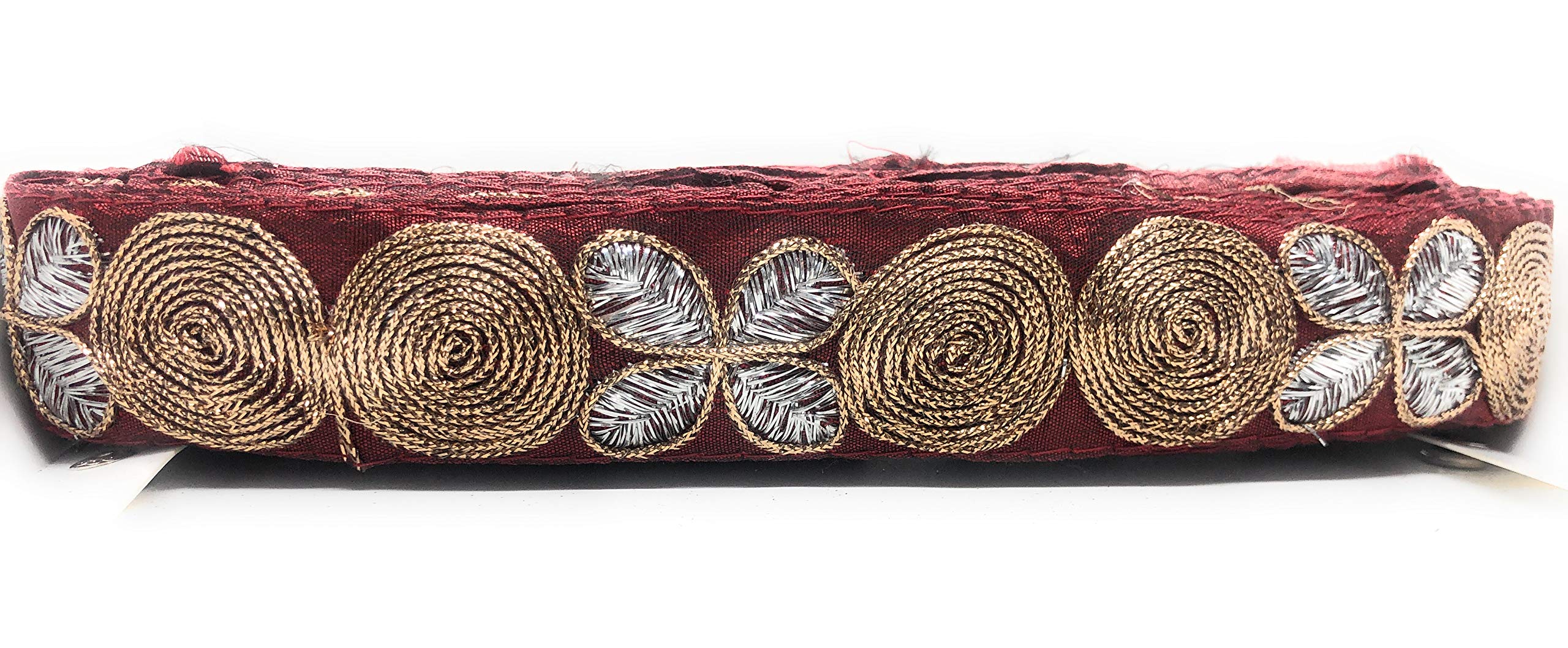 LACE STYLES Dupian Saree Border Floral -Simplicity Elegantly lace/Fashionable-lace/Floral-lace/DIY-lace for Saree and Kurti (9 Meters) (MERUN)