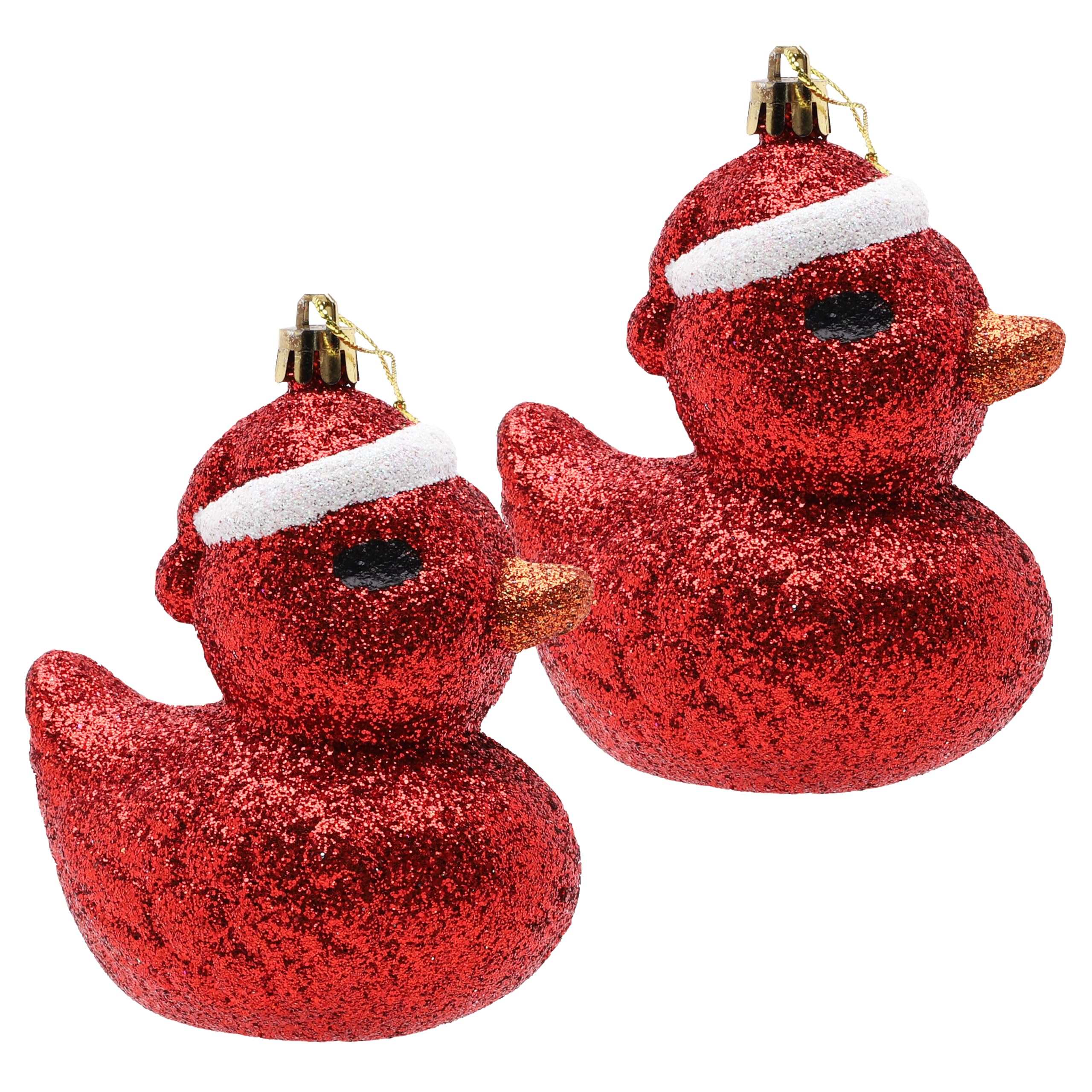 Christmas Concepts® Pack of 2-110mm (4.3") Red Glittery Festive Duck Baubles - Christmas Tree Decorations