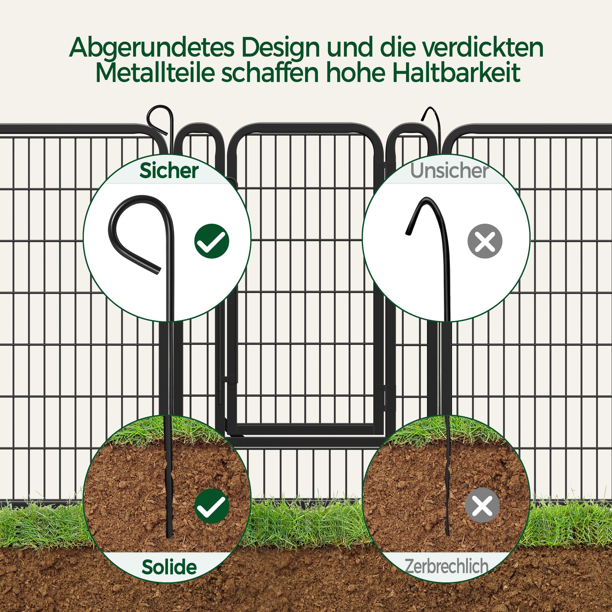 Yaheetech Welpenlaufstall 8-teilig 100cm hoch, Welpenauslauf mit Einteilige Verriegelung, Hundelaufstall mit Tragetasche & Befestigungsgurte, ideal für Hunde Wohnung & Garten, Einfache Montage