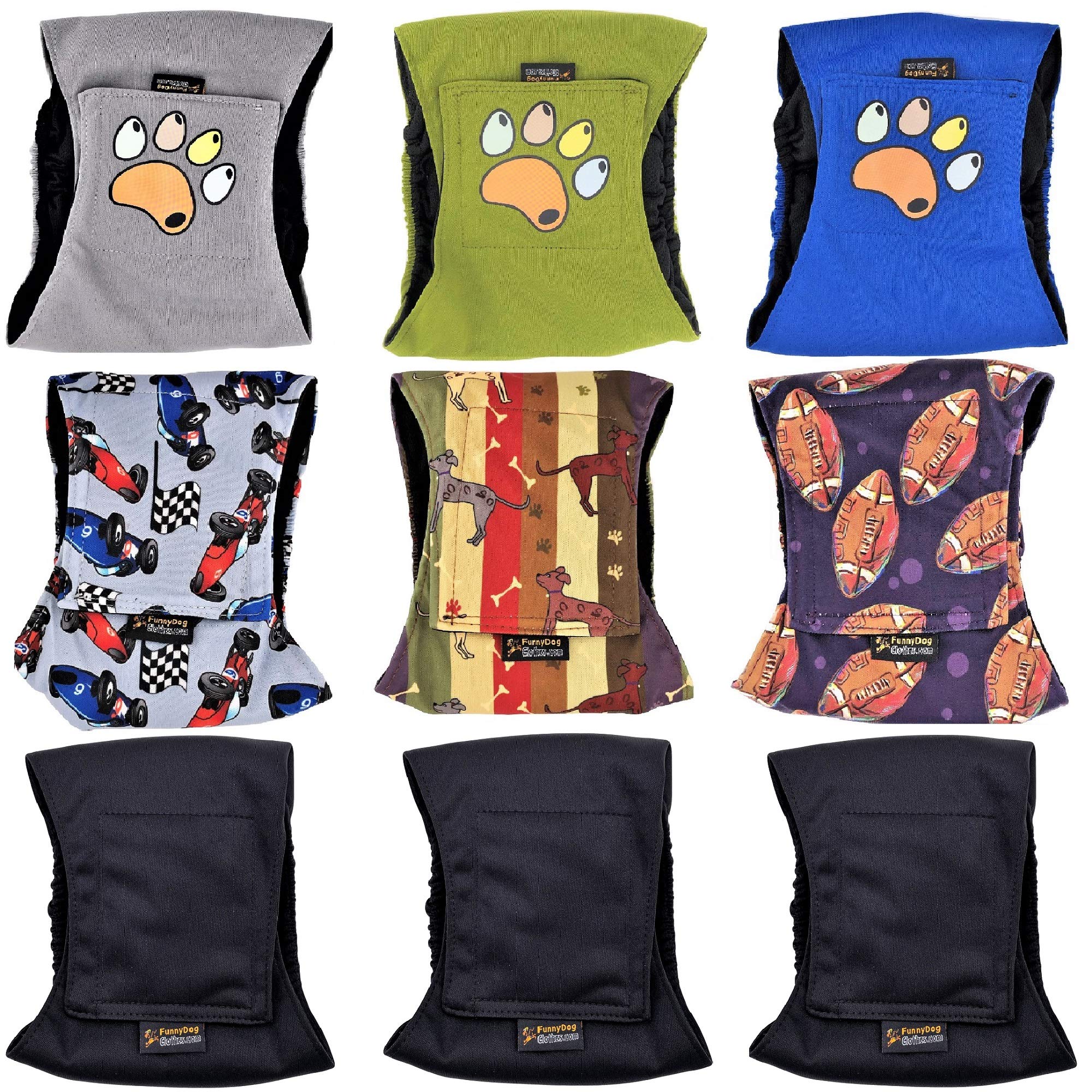 Paquete de 3 o 6 pañales para perro macho, 4 capas de almohadillas absorbentes, impermeables, a prueba de fugas, banda para el vientre, lavable (XS: cintura 7 pulgadas - 10 pulgadas, paquete de 6