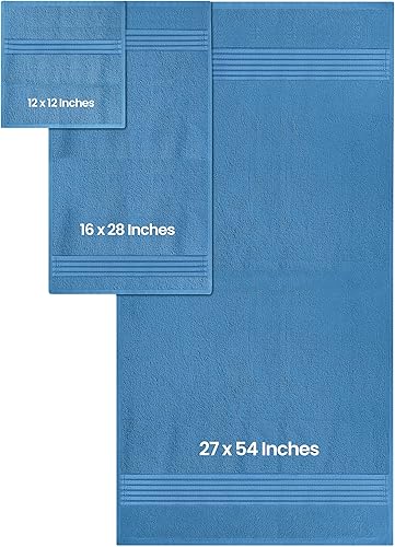 Vista 54 de Utopia Towels Juego de toallas prémium de 8 piezas, 2 baños, 2 manos y 4 toallas pequeñas, 100% algodón hilado en anillo, toallas altamente Azul