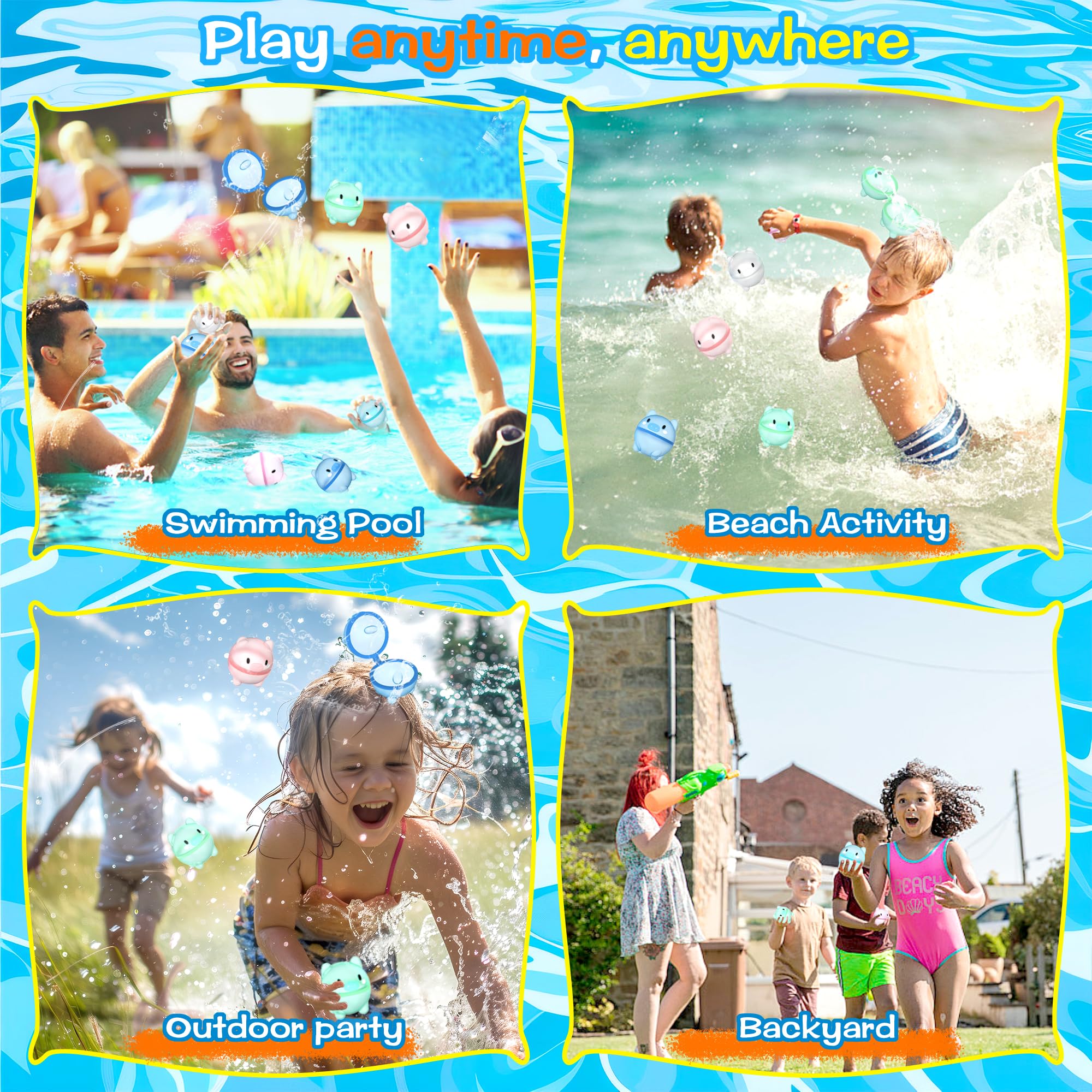 DBPBToU 8/10/12/16 Pcs Globos de Agua Reutilizables para niños, Bolas Piscina Infantil Niños y Adulto, Juguetes Piscina de verano en Juegos Piscina Niños, Juguetes Playa (12-pcs DBPBToU 8/10/12/16 Pcs Globos de Agua Reutilizables para niños, Bolas Piscina Infantil Niños y Adulto, Juguetes Piscina de verano en Juegos Piscina Niños, Juguetes Playa (12-pcs
