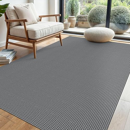 Vista 188 de EARTHALL - Tapete tejido lavable con parte trasera de goma, tapete trenzado de algodón antideslizante para interiores para entrada, pasillo, cocina