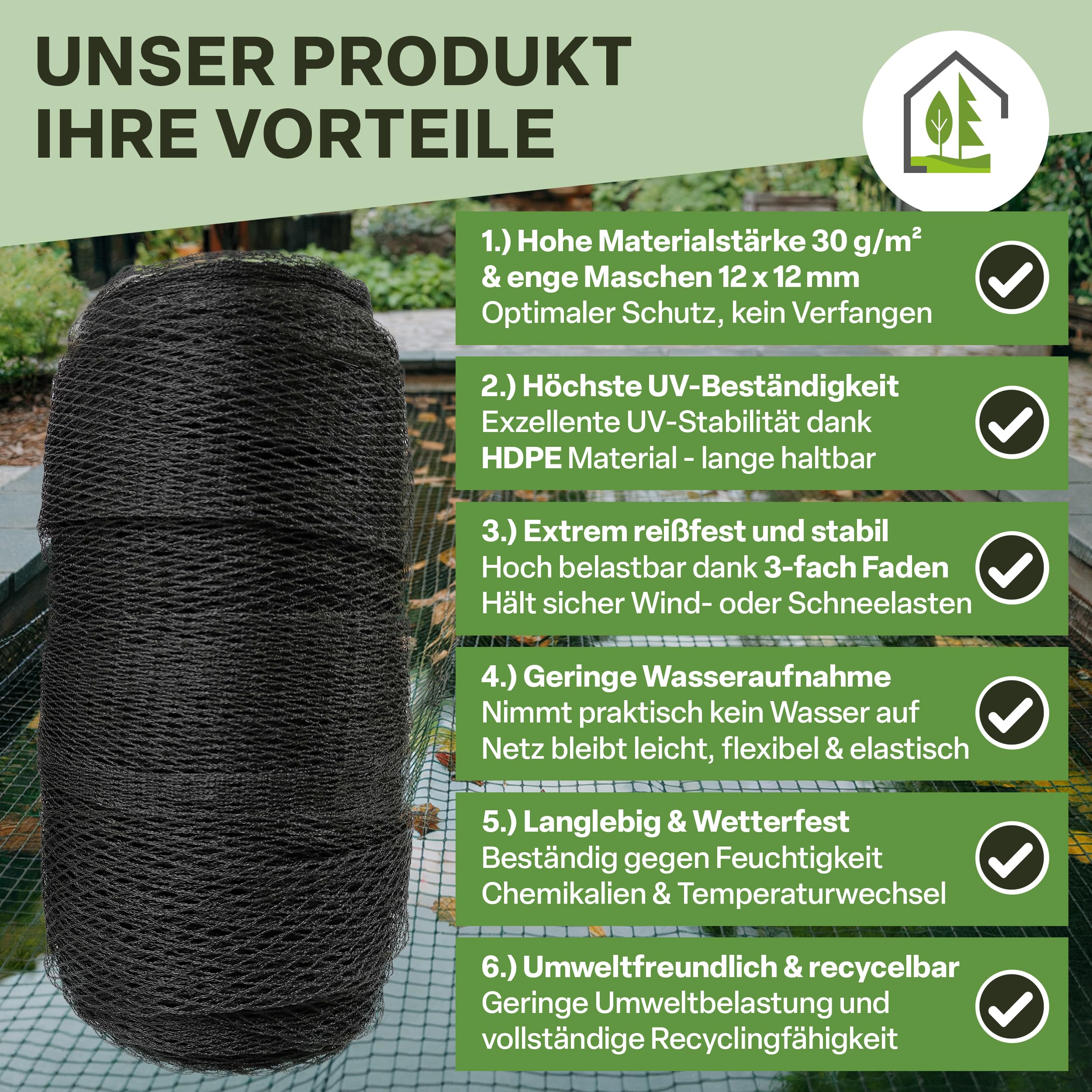 TTL Garden Red de protección para pájaros de 15 x 15 m, color negro, 30 g/m² – 12 x 12 mm, malla estrecha de polietileno de alta densidad de polietileno de alta densidad, red para árboles frutales,