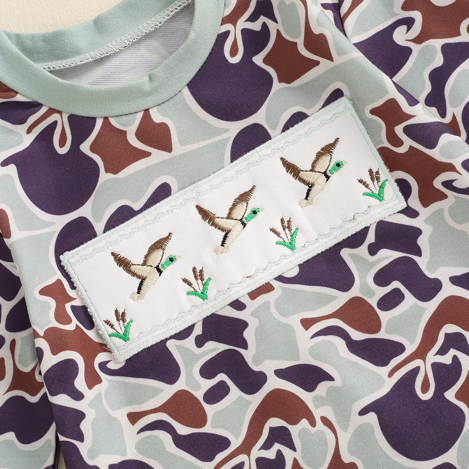Pudcoco Duck Hunting Baby Clothes Infant Baby Boys Girls Camoflage Embroidered Mallard Duck Sweatshirt Romper - Image 5