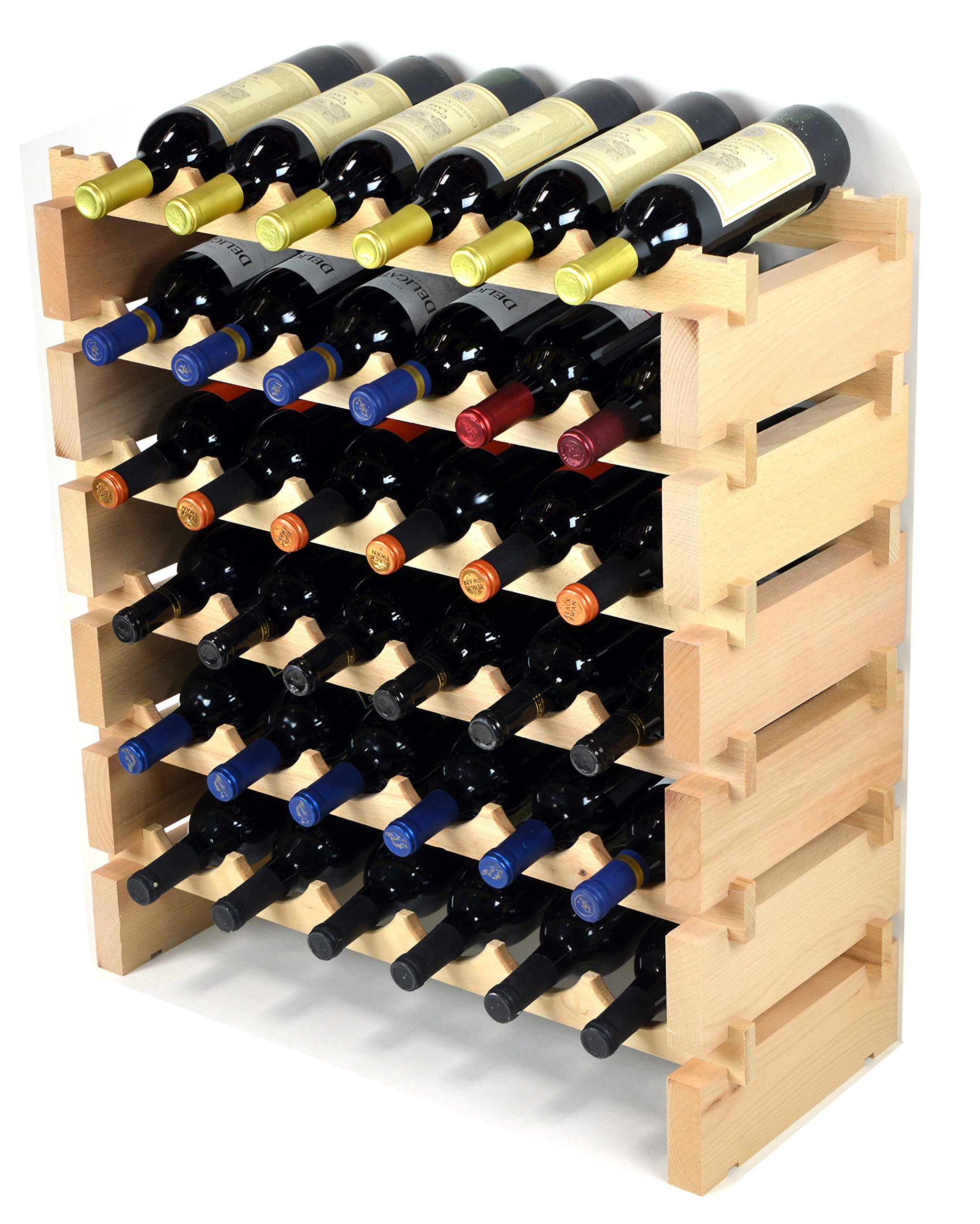 Wine Rack Wood -36 Bottles Modular Hardwood Wine Racks (6 bottles x 6 shelves)