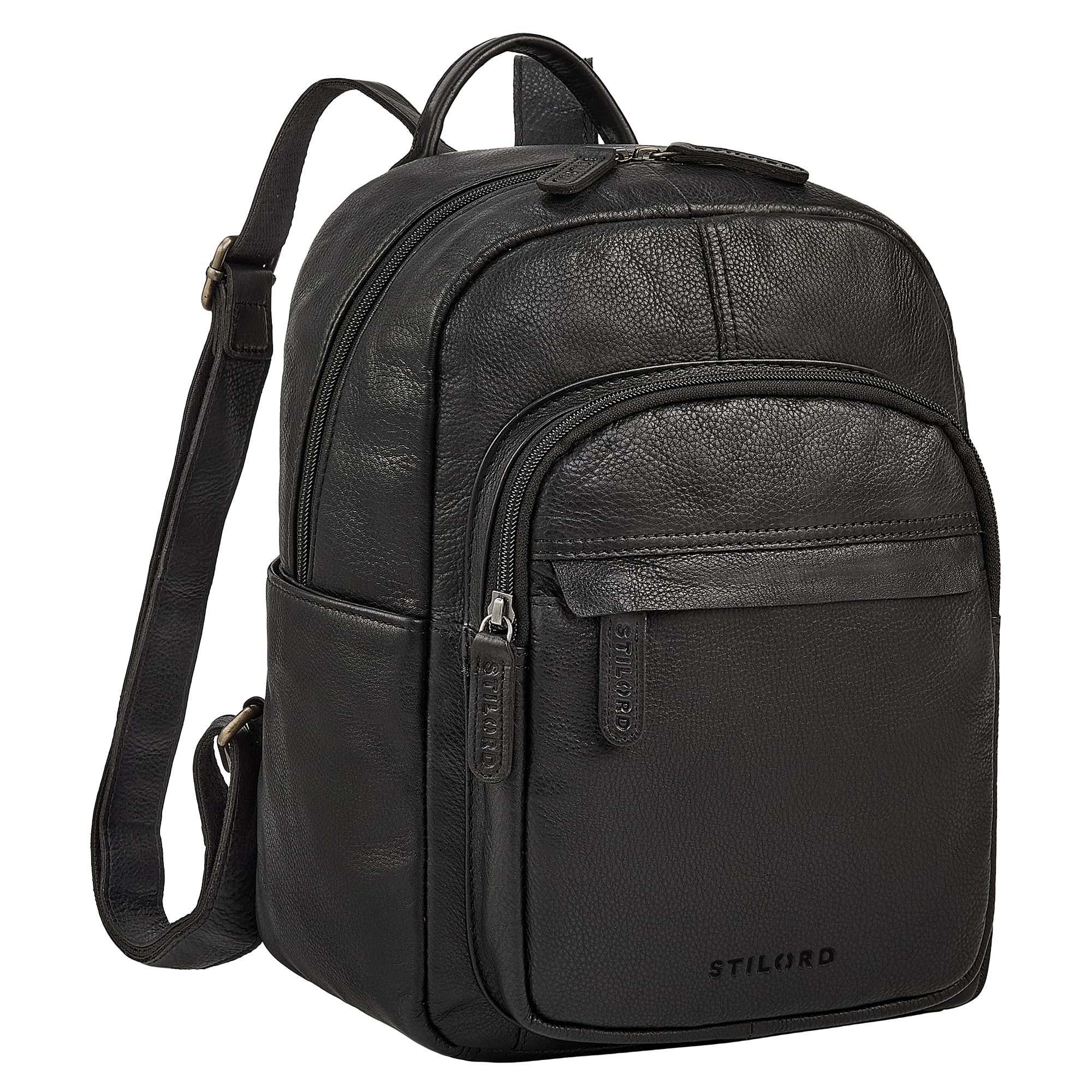 STILORD "Dolores Zaino Donna Pelle Piccolo 13 Pollici – Zainetto Elegante Vera Pelle Vintage Daypack Zaino Antifurto Cuoio Autentico per Viaggio e Quotidiano Colore:nero