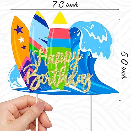 Miniatura 4 de Decoración para pastel de surf, decoración de fiesta de cumpleaños de surfista, decoración de mesa de surf con purpurina, decoración de pastel de