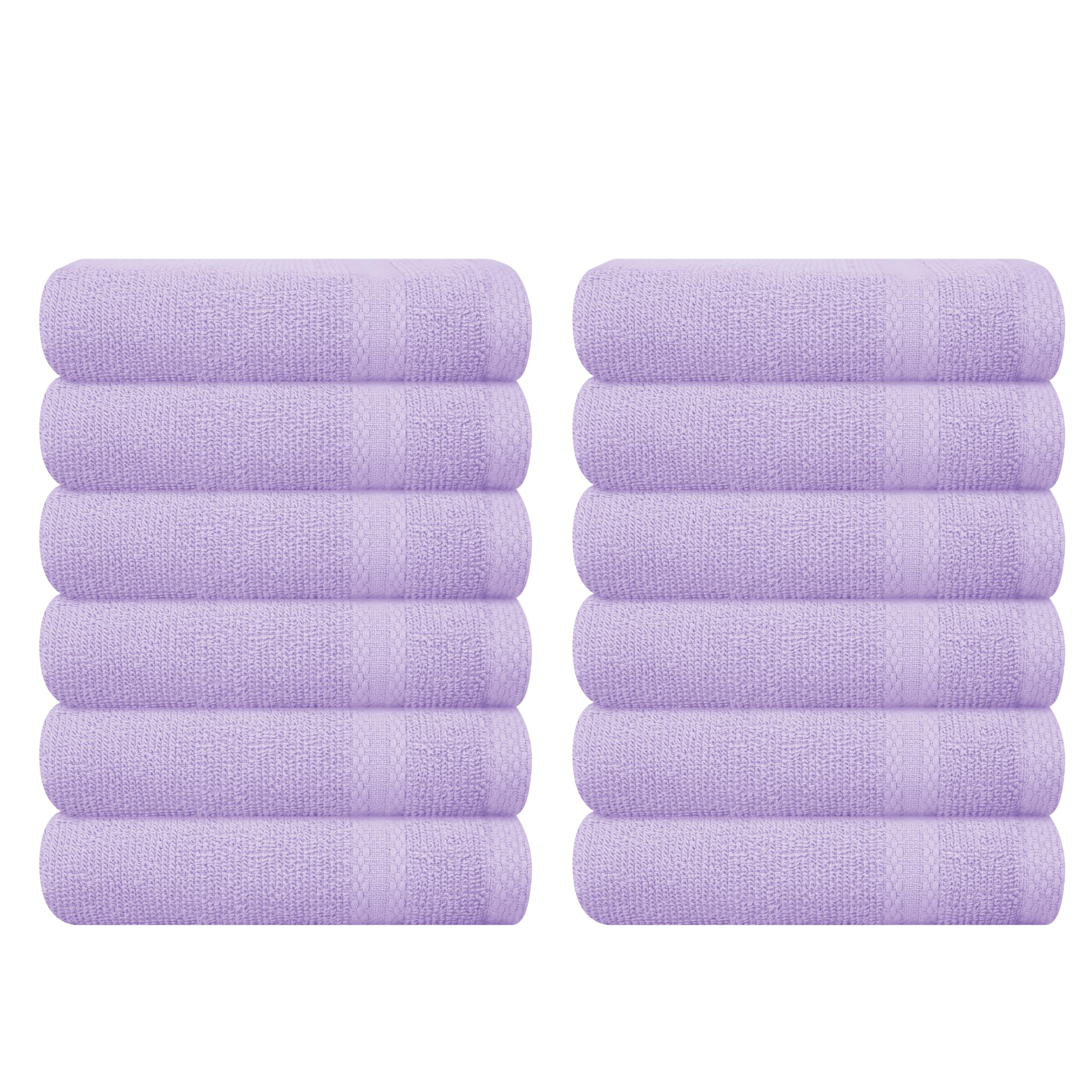 GLAMBURG Ultra Soft 12-Piece Washcloths Set 13x13-100% Ringspun Cotton - Durable &amp; Highly Absorbent Face Towels - Ideal for use in Bathroom, Kitchen, Gym, Spa &amp; General Cleaning - Purple