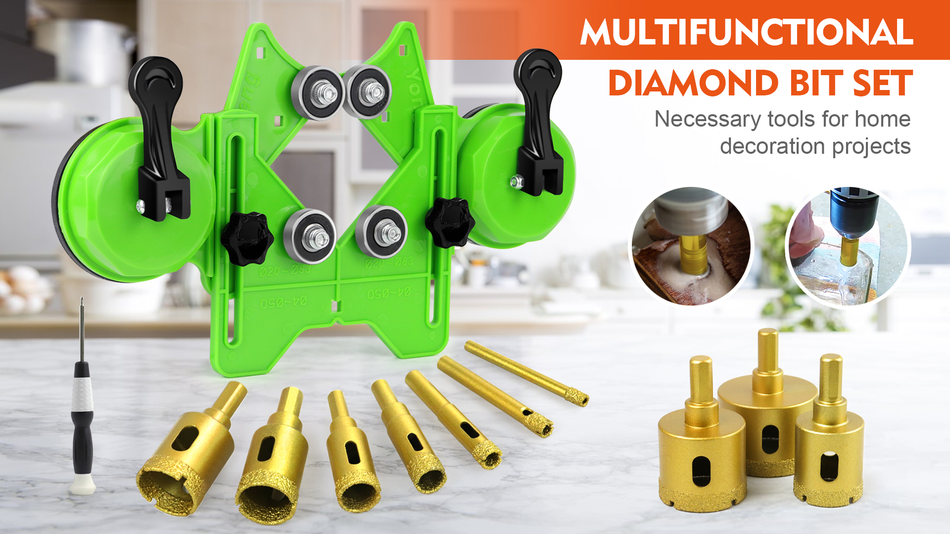 MARSBASE Diamond Hole Saw Kit, 10 PCS Dry/Wet Brazing Tile Core