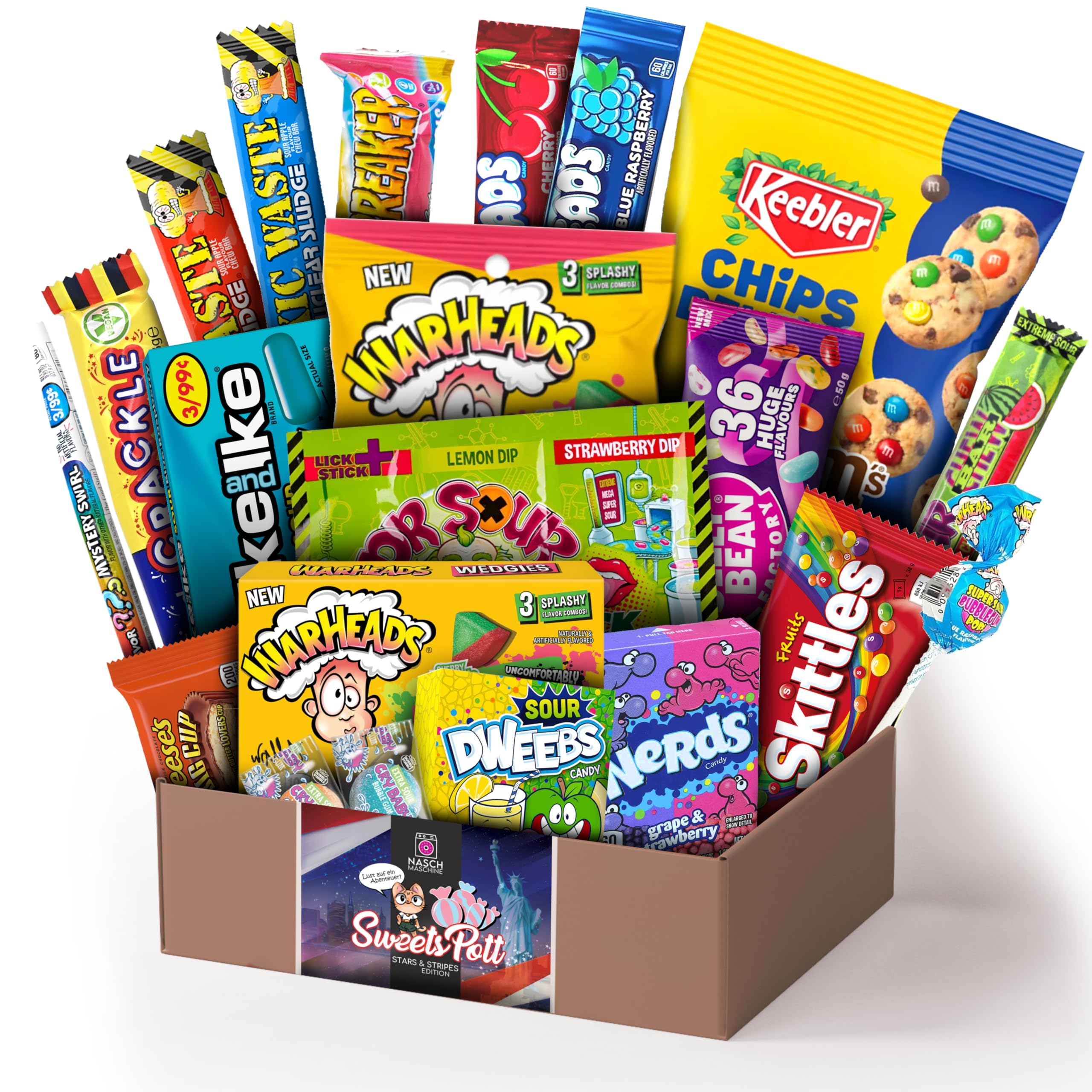 Naschmaschine | SweetsPott USA Edition einzigartige Süßigkeiten Mischung | XXL (Partybox) mit amerikanischen Süßigkeiten als ideale Geschenkidee