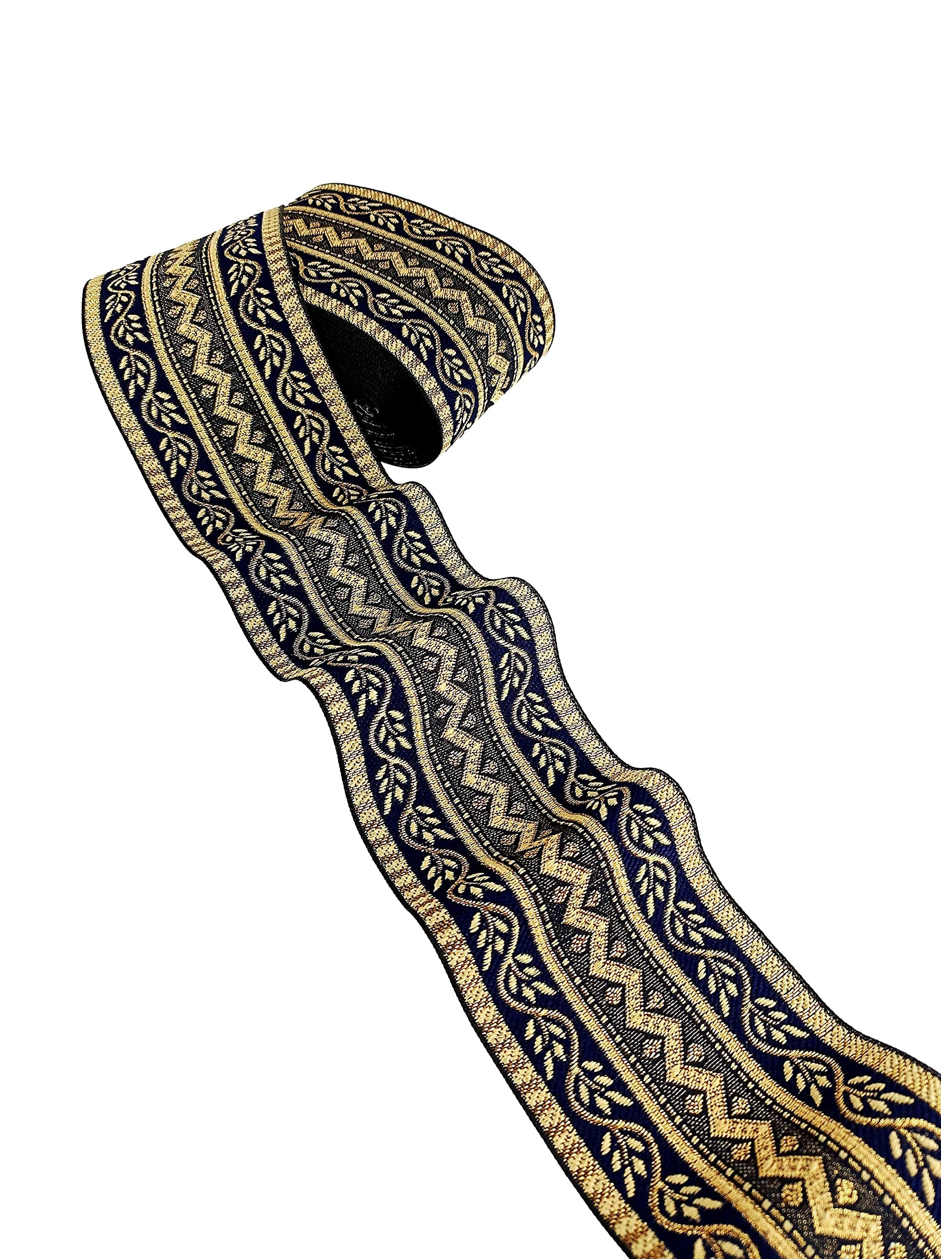 FRIJVEN Jacquard Woven Heavy Design Falls Lace Border for Saree, Kurti, Dress, Bandhani, Lehenga, Decorative Ribbon - 7.5 cm Width (6 Meter, Navy Blue 2) (B0CGQ5TTQW) Amazon Price History, Amazon Price Tracker