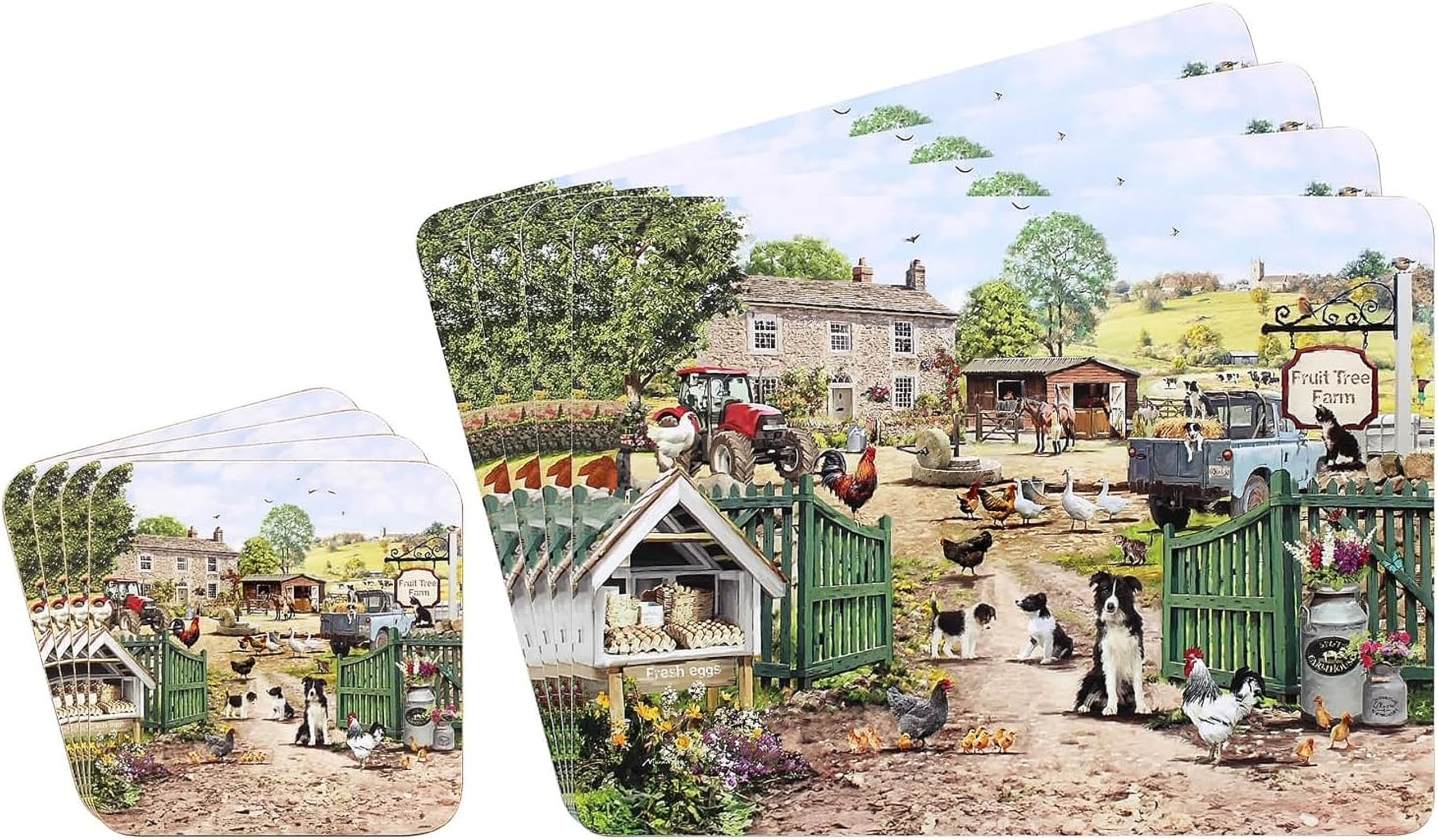Tamersgifts Farm Life Placemat And Coaster Set Sets Of 4 Placemats With 4 Matching Coasters (Farm Life Placemat And Coaster Set)