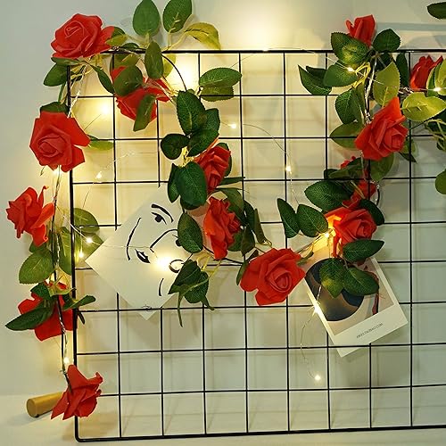 Miniatura 6 de Guirnalda de luces de rosas alimentadas por batería o USB con control remoto, luces de hadas de rosas impermeables para dormitorio, Navidad,