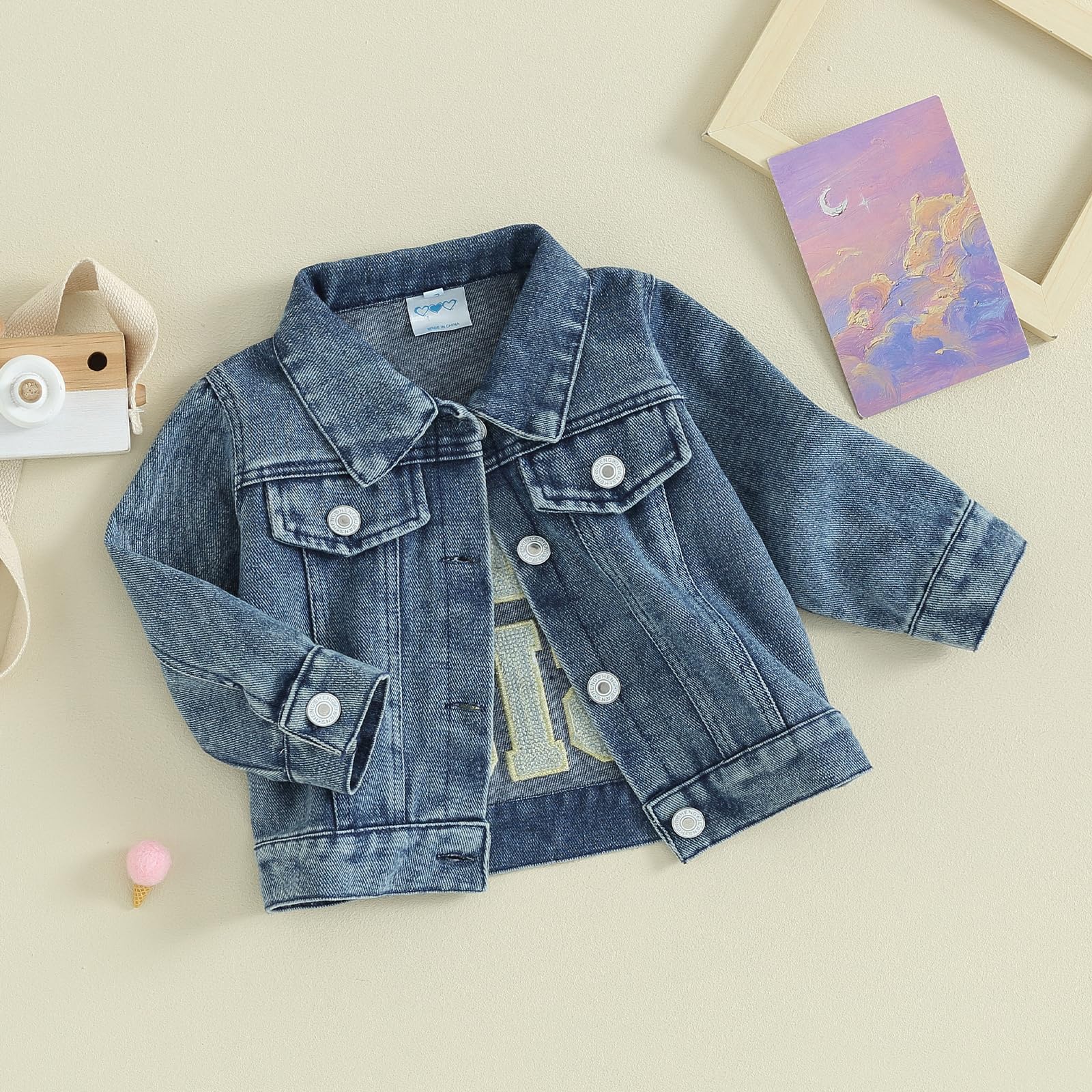 Toddler Baby Girls Denim Jacket Big Lil Sis Matching Set Kids Basic Button Down Denim Jackets Coat Outwear (Big Sis, 3-4 Years)