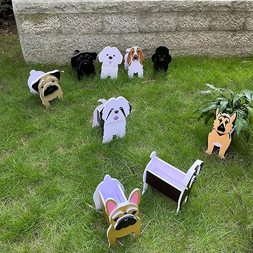 Miniatura 6 de Maceta para perros, macetas de flores de animales lindas para decoración de jardín al aire libre, Shih Tzu amarillo, contenedor de almacenamiento de