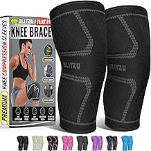Knee Brace for Women & Men, 2 Pack Compression Knee Brace, Knee Support Sleeve for Pain Relief, Running, Workout, Sports, Knee Braces for ACL, Meniscus Tear, Arthritis and Injury Recovery Black L