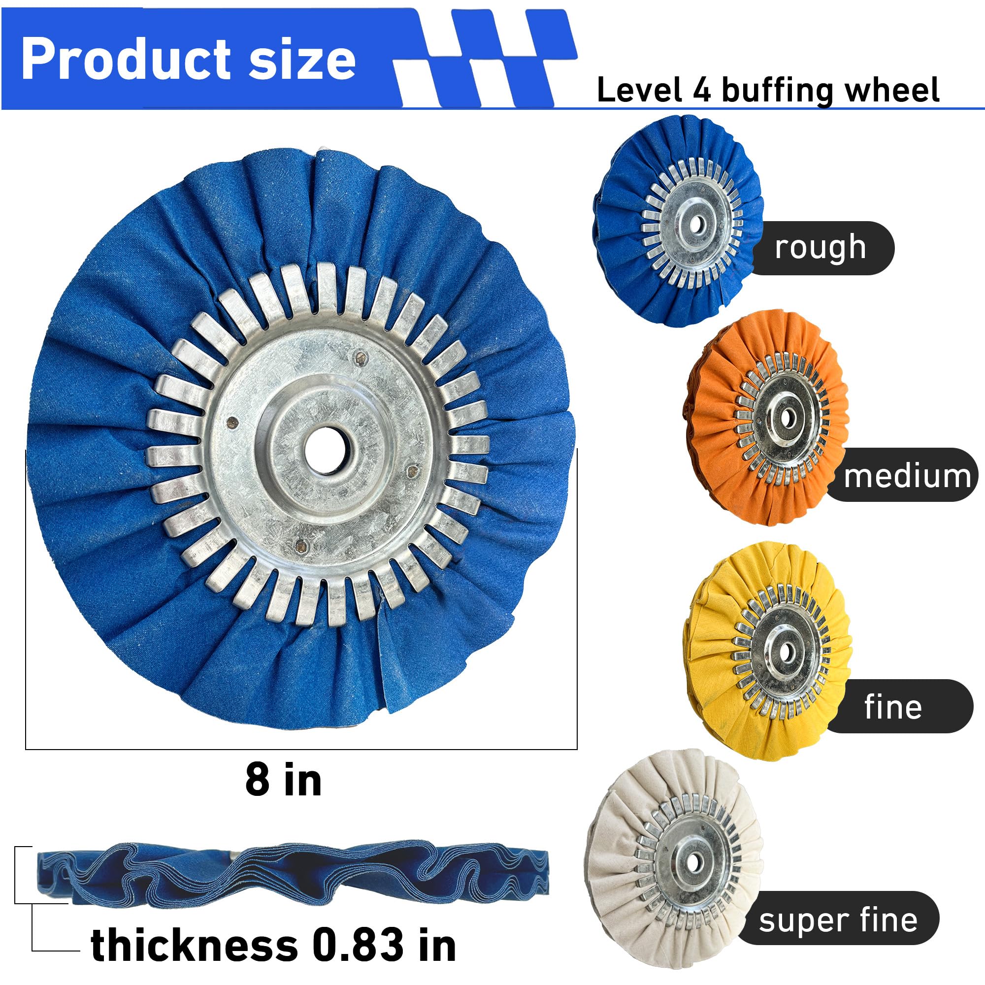 8" Buffing Wheel Kit - Metal Polishing for Angle Grinders -3