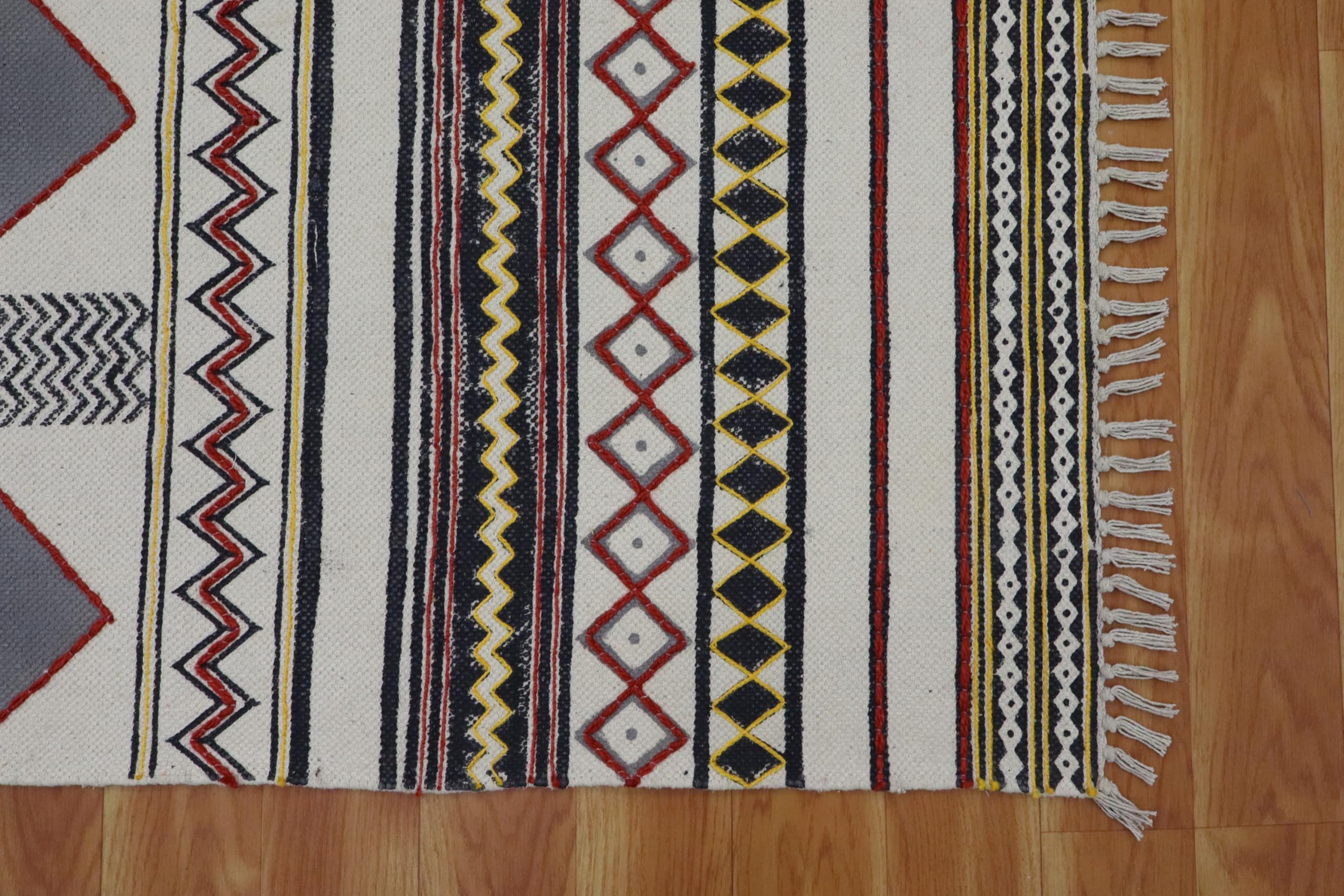 Kelim Teppich, 5 x 50 cm, Boho-Teppich, grau-schwarz, Baumwolle, Dhurrie, marokkanischer Teppich, für drinnen und draußen, Flachgewebe, Teppiche für Zuhause, Foyer, Korridor, Läufer, Hotels,