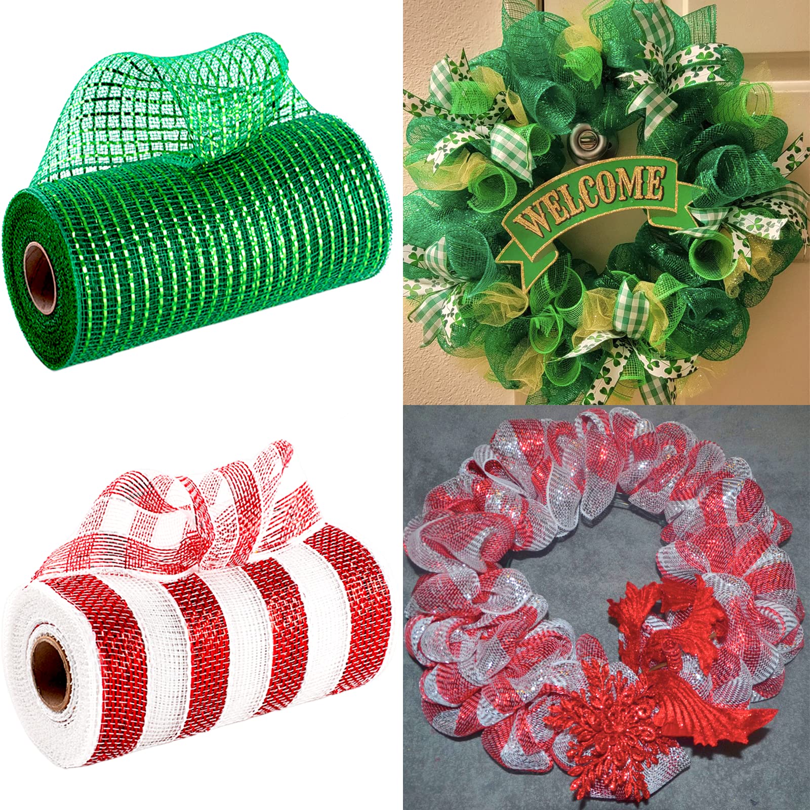 LadjproR Lot de 3 rouleaux de ruban en maille à paillettes pour sapin LadjproR Lot de 3 rouleaux de ruban en maille à paillettes pour sapin