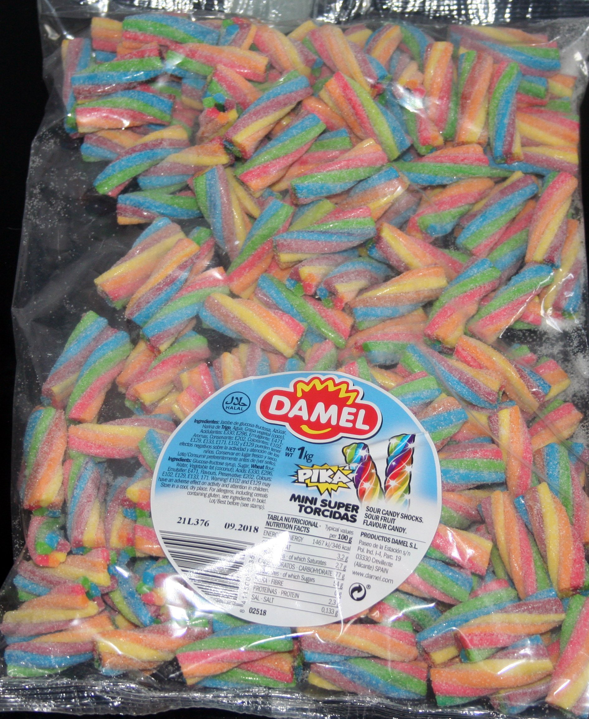 Damelsour candy sour fruit flavour candy 1 kg